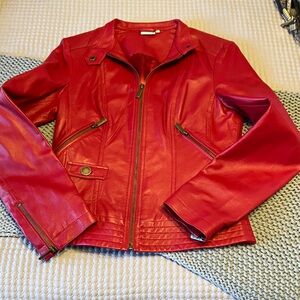 Vibrant Red Leather Jacket